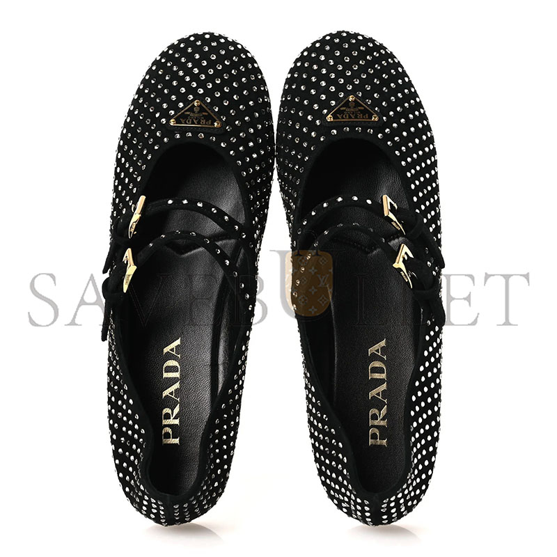 Pra*a SUEDE CRYSTAL STUDDED BALLERINA